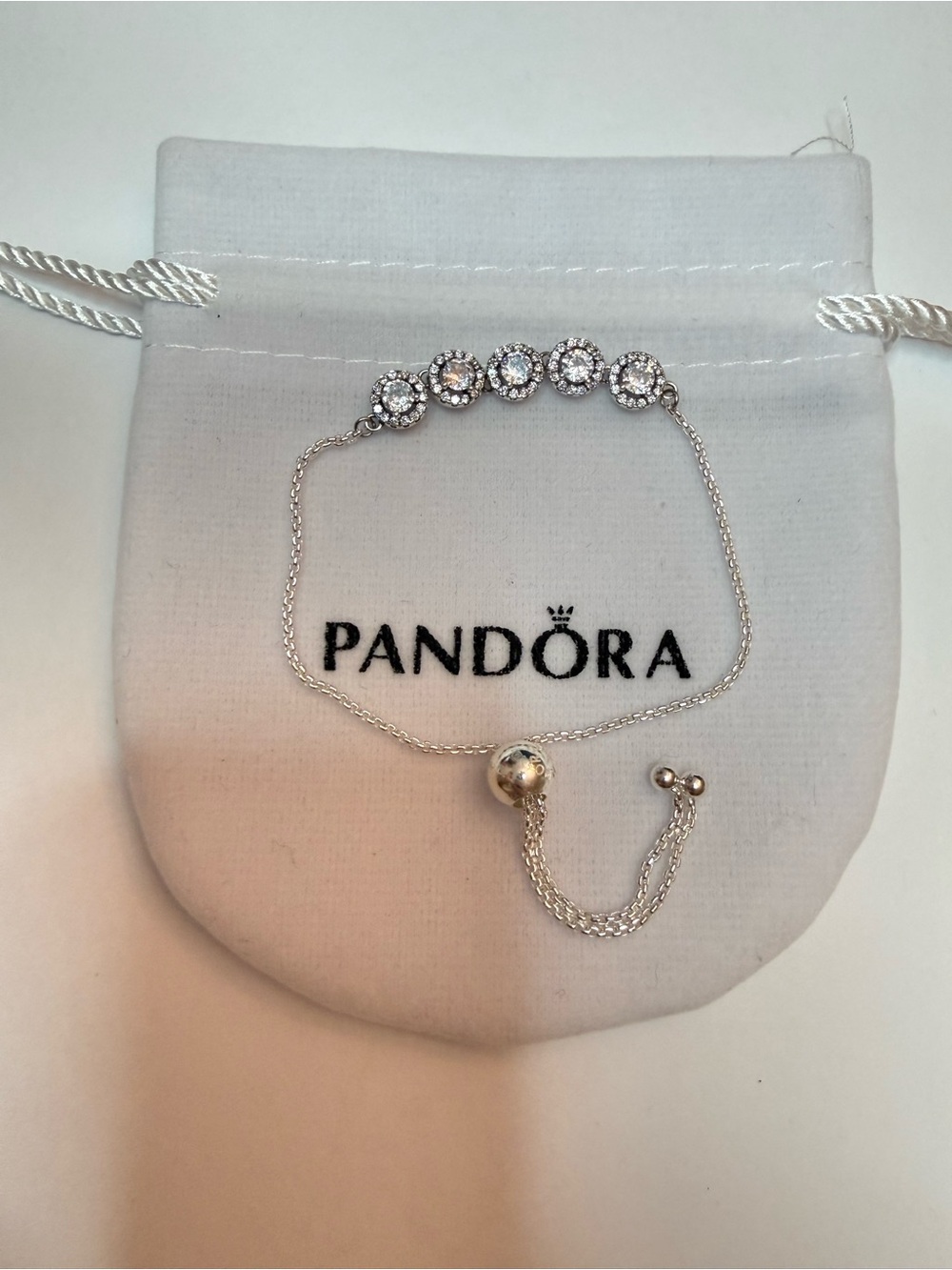 Pandora Round Sparkle Sliding Bolo Bracelet